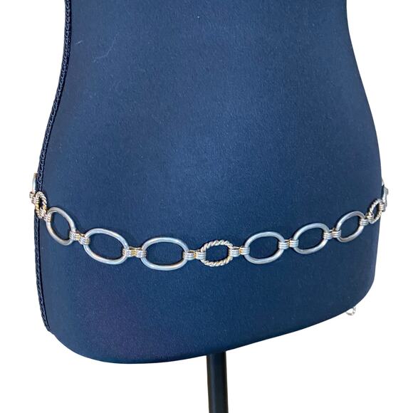 Vintage Studio NY Silver Chain Link Belt Oval Statement Adjustable Y2K Korea - Picture 4 of 8